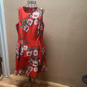 Red floral J Howard dress